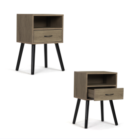 Set of 2 Nightstand, Bunk Bedside Table, End Table for Living Room, Bedroom and Office XH - Taupe