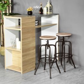 Walker Industrial Counter Bar Stools, Walnut (Set of 2), Height adjustable - oak