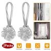 2 Packs Magnetic Curtain Tiebacks Extendable Floral Drape Holder Decorative Window Hangings Clip - Silver