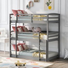 Twin over Twin over Twin Triple Bunk Bed,Gray - Gray