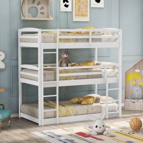 Twin over Twin over Twin Triple Bunk Bed,Gray - White