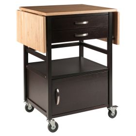 Bellini Drop Leaf Kitchen Cart; Coffee and Natural - 23343