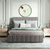 Full size Upholstered Platform bed with a Hydraulic Storage System  - Gray