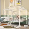 Metal House Bed Frame Full Size with Slatted Support No Box Spring Needed  - White