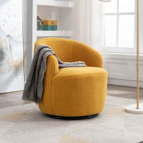 fabric swivel accent armchair barrel chair with black powder coating metal ring - Yellow