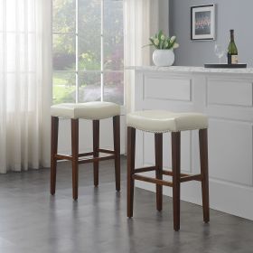 Leather Barstool 2 pcs Set - White