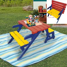 KID'S MULTI-FUNCTIONAL ARM CHAIR;  TABLE+ 2 BENCHES; All-in-one - wood