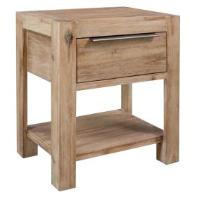 vidaXL Nightstand with Drawer 15.7"x11.8"x18.9" Solid Acacia Wood - Brown