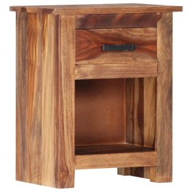 vidaXL Nightstand 15.7"x11.8"x19.6" Solid Sheesham Wood - Brown