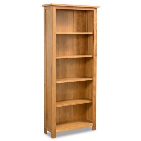 vidaXL 5-Tier Bookcase 23.6"x8.9"x55.1" Solid Oak Wood - Brown