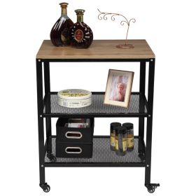 3-Tier Kitchen Microwave Cart, Rolling Kitchen Utility Cart, Standing Bakers Rack Storage Cart with Metal Frame for Living Room Gray RT - gray