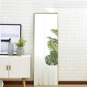 Full Length Mirror Floor Mirror Hanging Standing or Leaning; Bedroom Mirror Wall-Mounted Mirror with Gold Aluminum Alloy Frame; 59" x 15.7" - W6622771