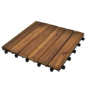 vidaxl 10 pcs Acacia Decking Tiles 11.8"x11.8" Vertical Pattern - Brown