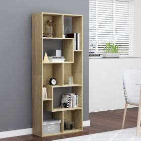 vidaXL Book Cabinet Sonoma Oak 26.4"x9.4"x63.4" Engineered Wood - Brown