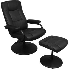 vidaXL Swivel Recliner with Ottoman Black Faux Leather - Black