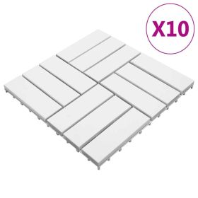 vidaXL Decking Tiles 10 pcs White 11.8"x11.8" Solid Acacia Wood - White