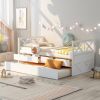 Multi-Functional Daybed with Drawers and Trundle - White