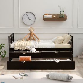 Multi-Functional Daybed with Drawers and Trundle - Espresso