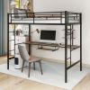 Loft Bed with Desk and Shelf ;  Space Saving Design; Twin - Black