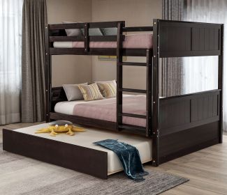 Full Over Full Bunk Bed with Twin Size Trundle - Espresso