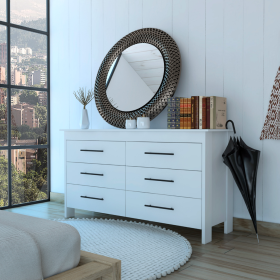 Luxor Six Drawer Double Dresser - White