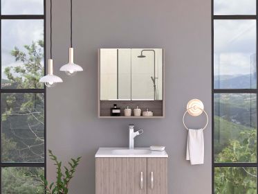 Ozark 24" Medicine Cabinet With Mirror; One Shelf - Light Gray