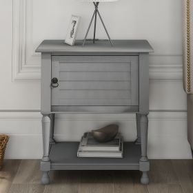 Versatile Nightstand with Two Built-in Shelves Cabinet and an Open Storage;  USB Charging Design - Gray