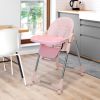 Convertible High Chair on Wheels with Removable Tray;  Height and Angle Adjustment for Baby And Toddler - pink