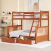 Twin-Over-Full Bunk Bed with Ladders and Two Storage Drawers - Walnut