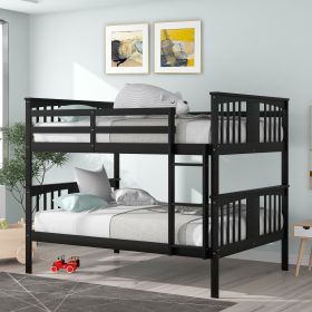 Full over Full Bunk Bed with Ladder for Bedroom;  Guest Room Furniture - Espresso