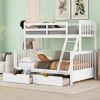 Twin-Over-Full Bunk Bed with Ladders and Two Storage Drawers - White