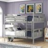 Full over Full Bunk Bed with Ladder for Bedroom;  Guest Room Furniture - Gray