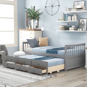 Daybed with Trundle and Drawers;  Twin Size - Gray