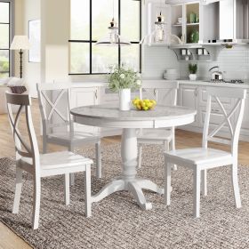 5 Pieces Dining Table and Chairs Set for 4 Persons; Kitchen Room Solid Wood Table with 4 Chairs - pic