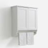 23x24x8.2 Inch Wooden Bathroom Medicine Cabinet for Storage with Adjustable Shelf;  Wall Mounted Bathroom Cabinet with Towel Bar;  MDF Material White