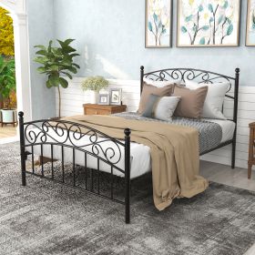 Bed Frame with Headboard and Footboard Metal Platform Bed Frame Queen Size No Box Spring Needed;  Twin Black - Full - Black