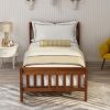 Wood Platform Bed Twin Bed Frame Panel Bed Mattress Foundation Sleigh Bed with Headboard/Footboard/Wood Slat Support - Oak