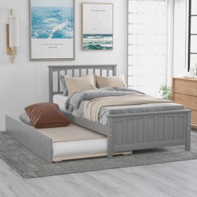 Twin size Platform Bed with Trundle - Gray