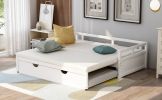 Extending Daybed with Trundle, Wooden Daybed with Trundle - White