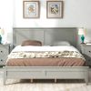 Modern  Solid Wood Queen Platform Bed - Gray