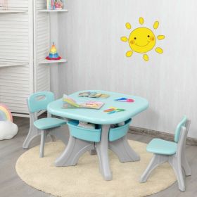 Kids Activity Table and Chair Set Play Furniture with Storage - Blue