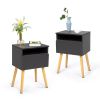 Set of 2 Modern Nightstand, Bedroom Endtable with Drawer, Shelf, Bedside Furniture for Living Room, - gray