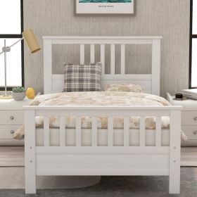 Wood Platform Bed with Headboard and Footboard, Twin - White