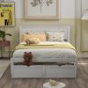 Full Size Platform Bed with Under-bed Drawers - White