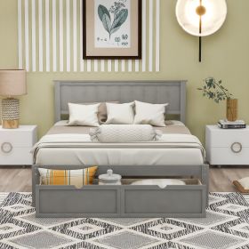 Full Size Platform Bed with Under-bed Drawers - Gray