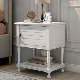 Versatile Nightstand with Two Built-in Shelves Cabinet and an Open Storage,USB Charging Design,White - White