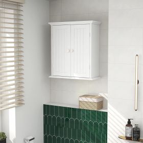 Bathroom wall cabinet; space saving storage cabinet above toilet; medicine cabinet with 2 doors and adjustable shelves; cupboard - WHITE