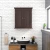 Bathroom wall cabinet; space saving storage cabinet above toilet; medicine cabinet with 2 doors and adjustable shelves; cupboard - BROWN