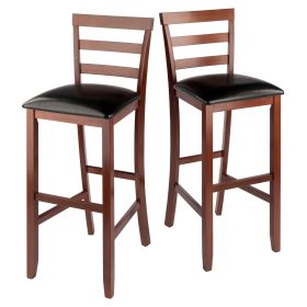 Simone Cushion Ladder-back Seat Bar Stools; 2-Pc Set; Black & Walnut - 94079