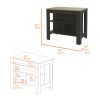 Rockaway 3-Shelf Kitchen Island Black Wengue and Light Oak - as Pic